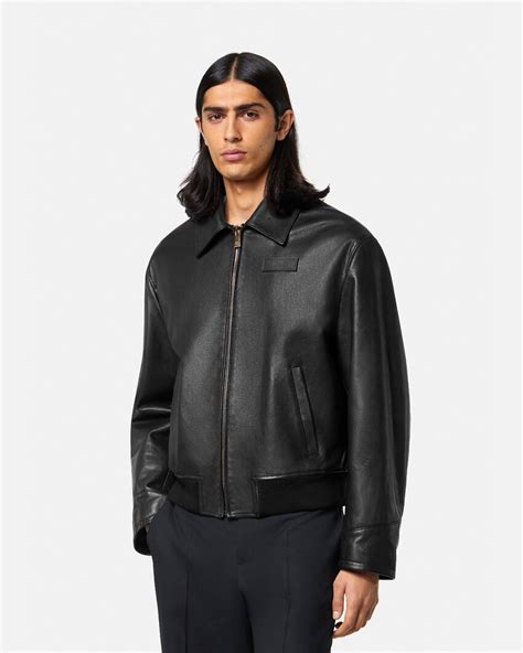 versace print leather jacket|Versace jacket price.